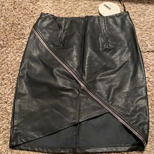 NWT black faux leather skirt